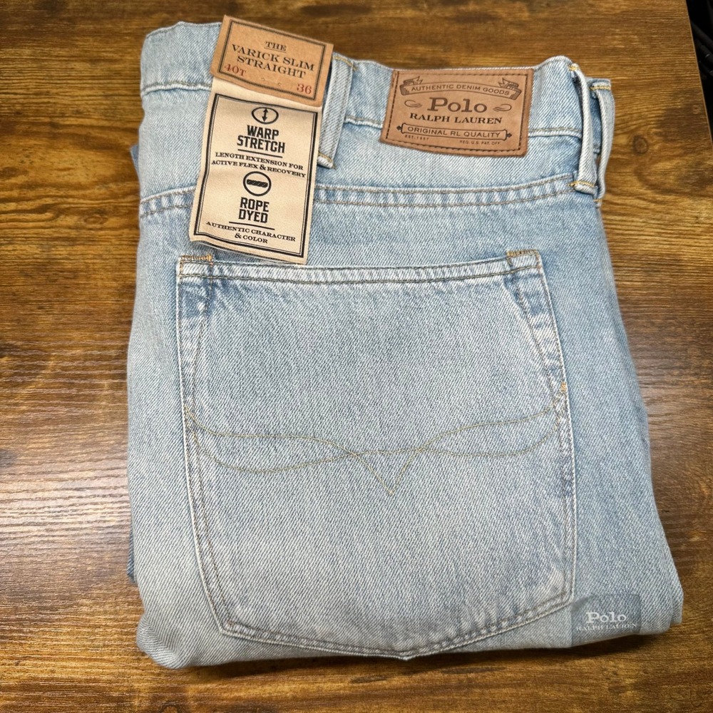 NEW Polo Ralph Lauren Mens Varick Slim Straight Warp Stretch Jeans Light 40x36